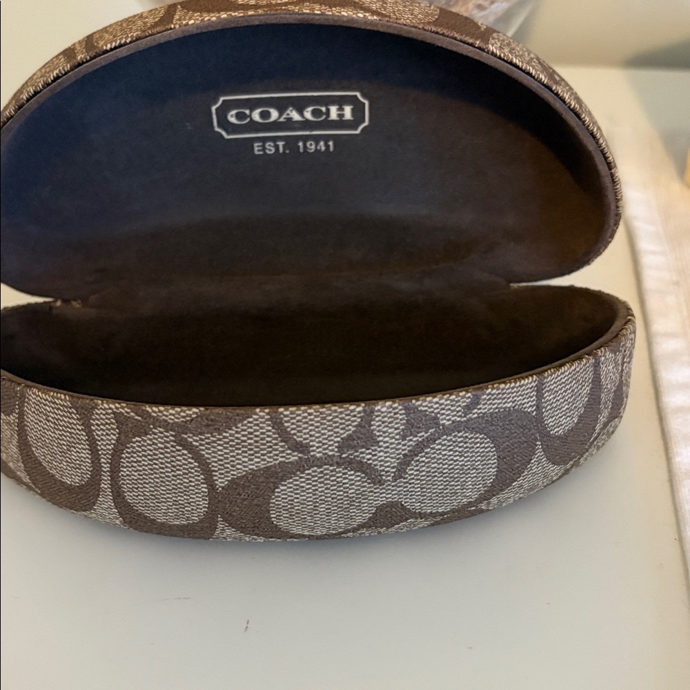 Coach Signature Monogram Brown Sunglasses Case - Picture 4 of 5